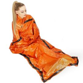 Sac de dormit termic, turistic, springos, portocaliu, impermeabil, 212x90 cm, 2 image