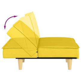 Canapea extensibilă, galben deschis, material textil, 9 image
