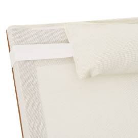 Șezlong cu pernă, alb, textilenă și lemn masiv de plop, 7 image