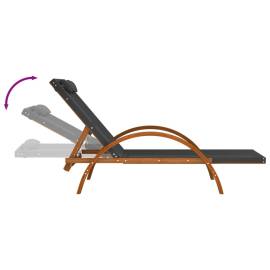 Șezlong cu pernă, gri, textilenă și lemn masiv de plop, 6 image