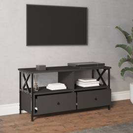 Comodă tv, negru, 90x33x45 cm, lemn prelucrat & fier, 3 image