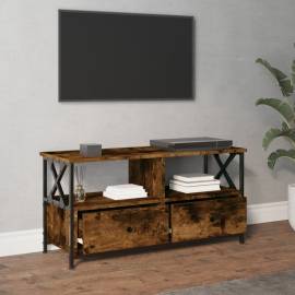 Comodă tv, stejar afumat, 90x33x45 cm, lemn prelucrat & fier, 3 image