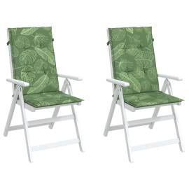 Perne de scaun spătar înalt, 2 buc., model frunze, textil, 3 image