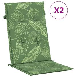 Perne de scaun spătar înalt, 2 buc., model frunze, textil, 2 image