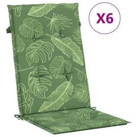Perne de scaun spătar înalt, 6 buc., model frunze, textil, 2 image
