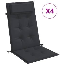 Perne de scaun cu spătar înalt, 4 buc, negru, țesătură oxford, 2 image