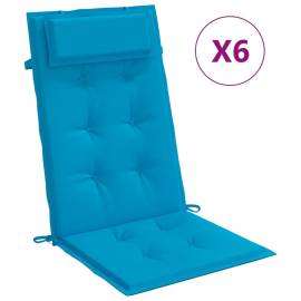 Perne de scaun cu spătar înalt, 6 buc, bleu, țesătură oxford, 2 image