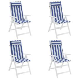 Perne de scaun spătar înalt, 4 buc. dungi albastre&albe, textil, 4 image