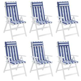 Perne de scaun spătar înalt, 6 buc. dungi albastre&albe, textil, 4 image
