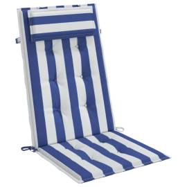 Perne de scaun spătar înalt, 6 buc. dungi albastre&albe, textil, 3 image