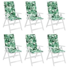 Perne de scaun spătar înalt, 6 buc, model frunze, textil oxford, 4 image