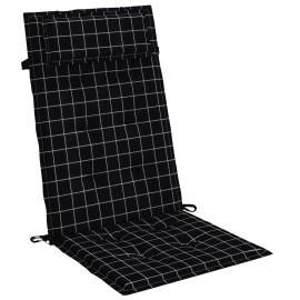 Perne scaun spătar înalt 2 buc, negru, carouri, țesătură oxford, 3 image