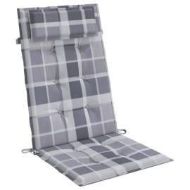 Perne scaun spătar înalt 6 buc, gri, carouri, țesătură oxford, 3 image