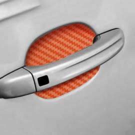 Set 4 bucati protectie zgarieturi manere usa din autocolant carbon 3D Orange, 2 image