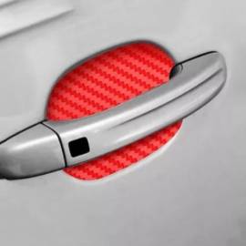 Set 4 bucati protectie zgarieturi manere usa din autocolant carbon 3D Rosu, 2 image