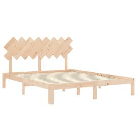 Cadru de pat cu tăblie, 160x200 cm, lemn masiv, 5 image