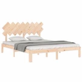 Cadru de pat cu tăblie, 160x200 cm, lemn masiv, 4 image