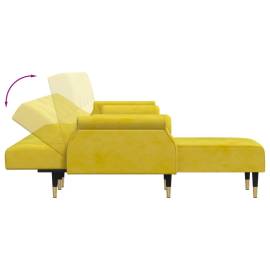 Canapea extensibilă în formă de l galben 271x140x70 cm catifea, 6 image