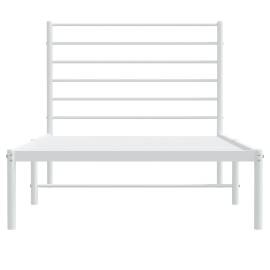 Cadru de pat metalic cu tăblie, alb, 90x190 cm, 6 image