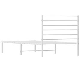 Cadru de pat metalic cu tăblie, alb, 90x190 cm, 8 image