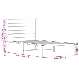 Cadru de pat metalic cu tăblie, negru, 90x190 cm, 10 image