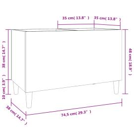 Dulap pentru discuri gri sonoma 74,5x38x48 cm lemn prelucrat, 8 image