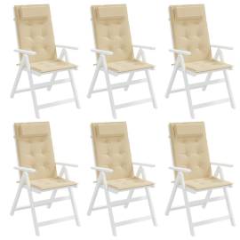 Perne de scaun cu spătar înalt, 6 buc, bej, țesătură oxford, 4 image