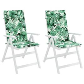 Perne de scaun spătar înalt, 2 buc, model frunze, textil oxford, 4 image