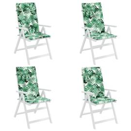 Perne de scaun spătar înalt, 4 buc, model frunze, textil oxford, 4 image