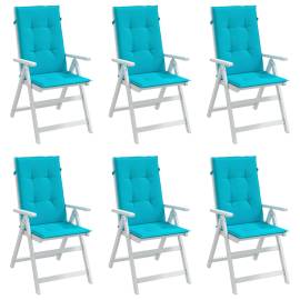 Perne de scaun spătar înalt, 6 buc., turcoaz, textil, 3 image
