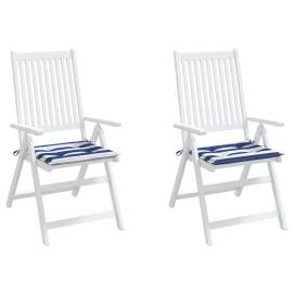Perne scaun grădină 2 buc dungi albastru&alb 50x50x3 cm, textil, 3 image