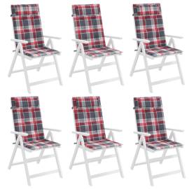 Perne scaun spătar înalt 6 buc, roșu, carouri, țesătură oxford, 4 image
