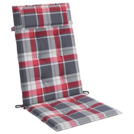 Perne scaun spătar înalt 6 buc, roșu, carouri, țesătură oxford, 3 image