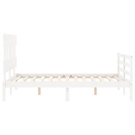 Cadru de pat cu tăblie dublu mic, lemn masiv, 7 image