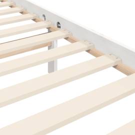 Cadru de pat cu tăblie single, alb, lemn masiv, 10 image