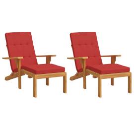 Perne scaun de terasă, 2 buc, roșu, țesătură oxford, 3 image