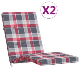 Perne scaun de terasă, 2 buc, roșu, carouri, textil oxford, 2 image