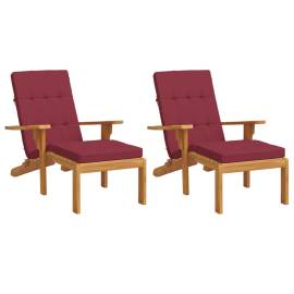 Perne scaun de terasă, 2 buc, roșu vin, țesătură oxford, 3 image