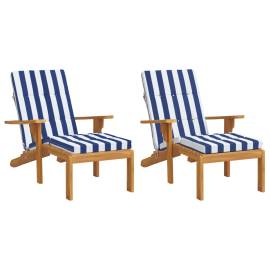Perne scaun de terasă 2 buc. dungi albastre&albe, textil oxford, 3 image