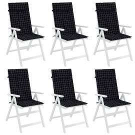 Perne scaun spătar înalt 6 buc., negru carouri, textil oxford, 4 image