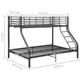 Cadru de pat supraetajat, negru, 140 x 200/90 x 200 cm, metal, 7 image