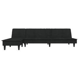 Canapea în formă de l negru 255x140x70 cm catifea, 3 image