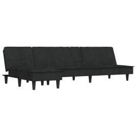 Canapea în formă de l negru 255x140x70 cm catifea, 2 image
