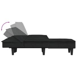Canapea în formă de l negru 255x140x70 cm catifea, 7 image