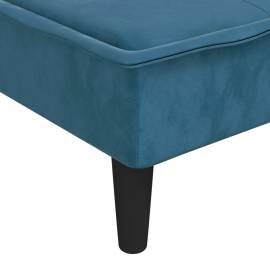 Canapea extensibilă formă de l albastru 255x140x70 cm catifea, 10 image