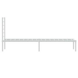 Cadru de pat metalic cu tăblie, alb, 75x190 cm, 7 image
