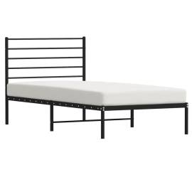 Cadru de pat metalic cu tăblie, negru, 80x200 cm, 4 image