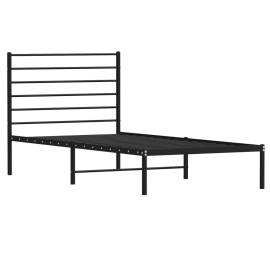 Cadru de pat metalic cu tăblie, negru, 80x200 cm, 5 image