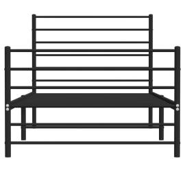 Cadru pat metalic cu tăblii de cap/picioare, negru, 80x200 cm, 6 image