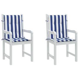 Perne de scaun spătar jos, 2 buc. dungi albastre&albe, textil, 3 image